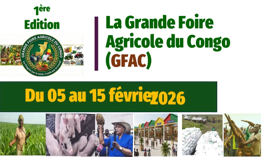 Une première au Congo, la 1ère Foire Agricole (GFAC) ! Venez célébrer l’avenir de notre terroir, rencontrer ceux qui nous nourrissent et découvrir les trésors de nos champs.